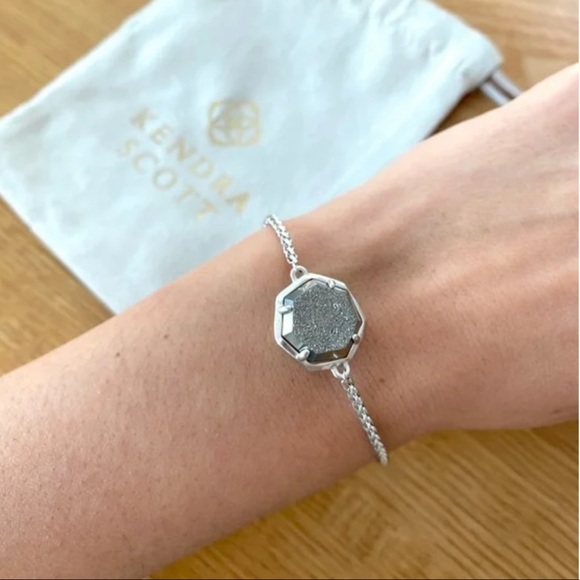 NEW Kendra Scott rhodium druzy adjustable bracelet - Picture 3 of 4